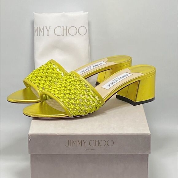 Jimmy Choo Minea Woven Raffia Sandals size 38 - Picture 10 of 12